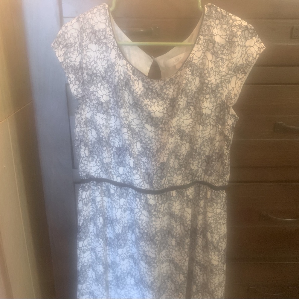 Beautiful ivory and blue floral Ann Taylor loft dress
